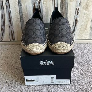 COACH Codi Espadrille In Signature Jacquard Black Size 7 NEW!